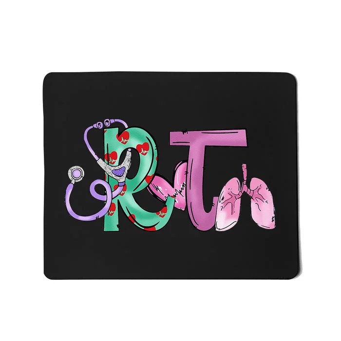 Funny Stethoscope With Heart RT Nurse Respiratory Therapist Mousepad