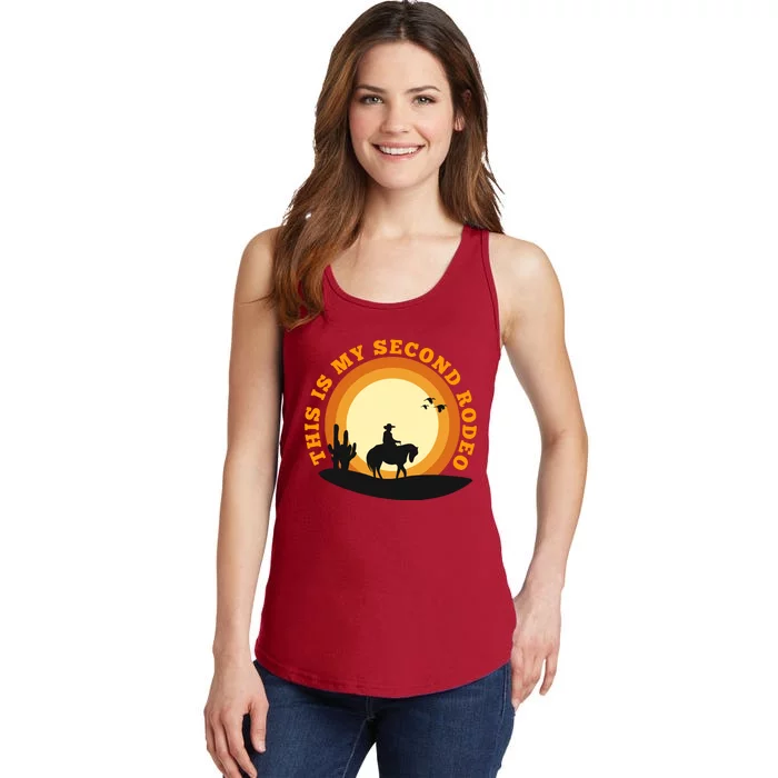 Funny Sarcastic Western This Is My Second Rodeo Cowboy Ladies Essential Tank