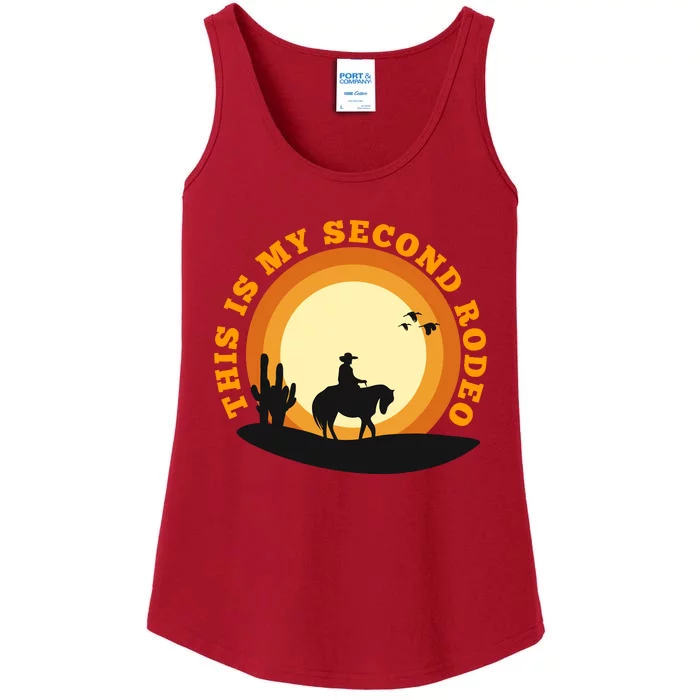 Funny Sarcastic Western This Is My Second Rodeo Cowboy Ladies Essential Tank