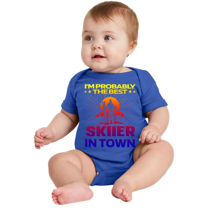 Funny Skiing Winter Sports Great Gift Ski Skier Gift Baby Bodysuit