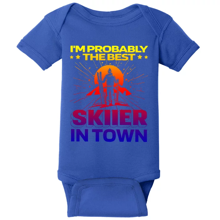 Funny Skiing Winter Sports Great Gift Ski Skier Gift Baby Bodysuit