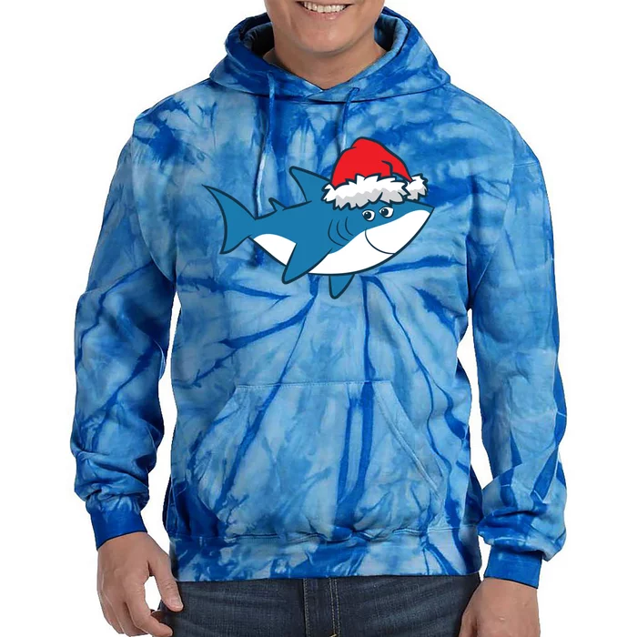 Funny Shark With Santa Hat Cute Shark Love Sharks Christmas Gift Tie Dye Hoodie