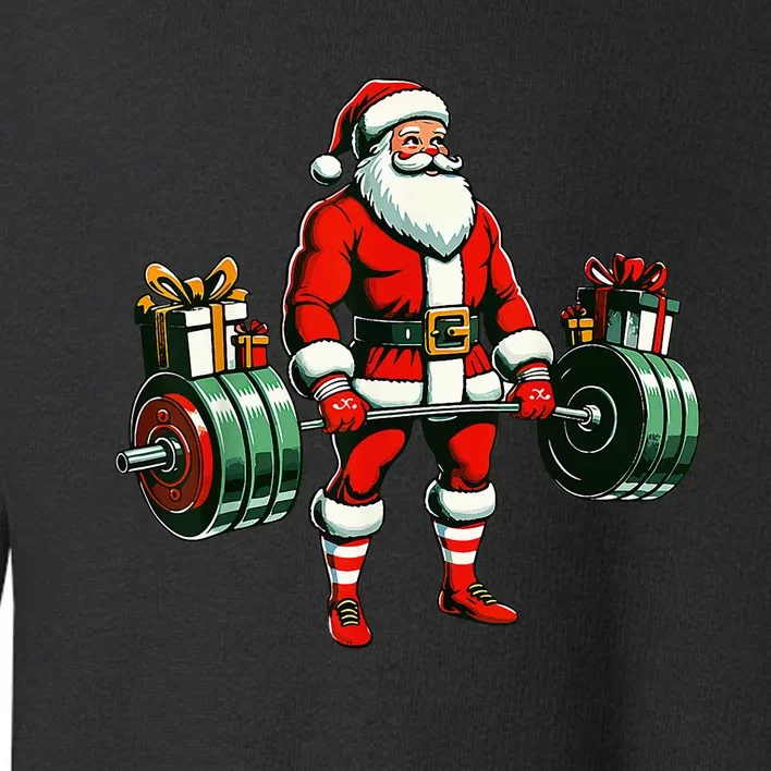 Funny santa Weightlifting christmas santa deadlifting Toddler Sweatshirt