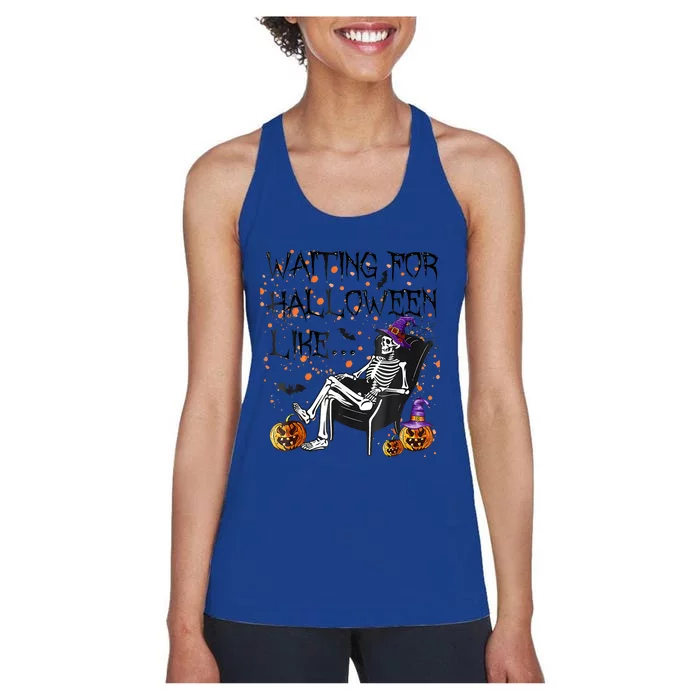 Funny Skeleton Waiting For Halloween Women's Racerback Tank