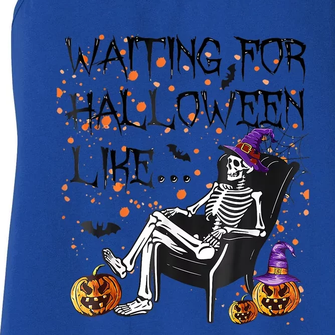 Funny Skeleton Waiting For Halloween Women's Racerback Tank