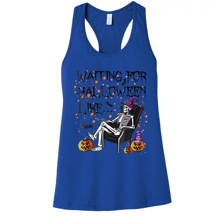 Funny Skeleton Waiting For Halloween Women's Racerback Tank