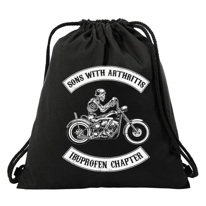 Funny Sons With Arthritis Ibuprofen Chapter Biker Skull Drawstring Bag