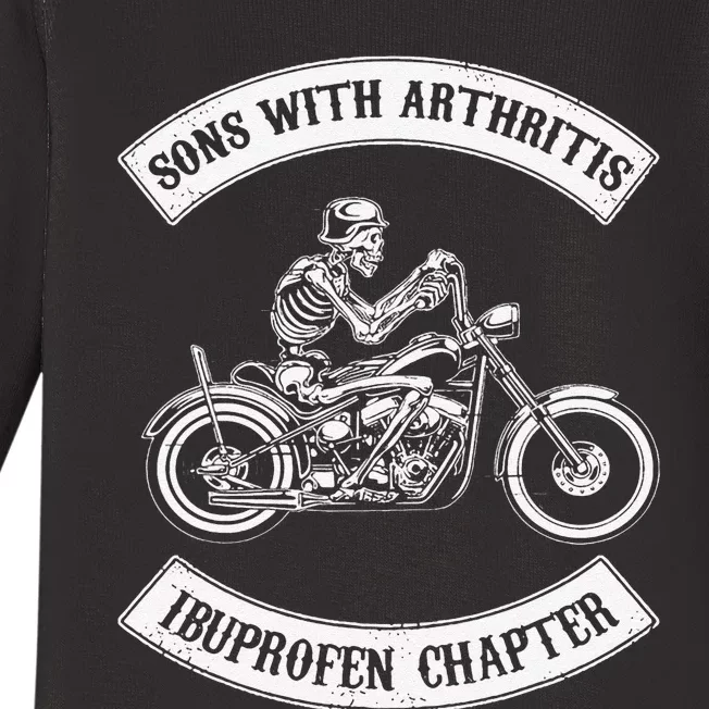 Funny Sons With Arthritis Ibuprofen Chapter Biker Skull Baby Long Sleeve Bodysuit