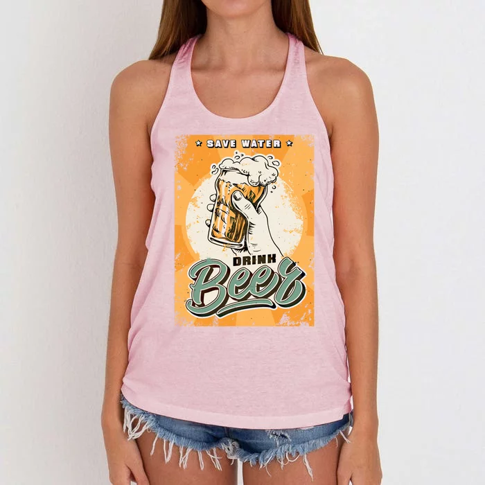 Funny Save Water Beer Ing Gift Women's Knotted Racerback Tank