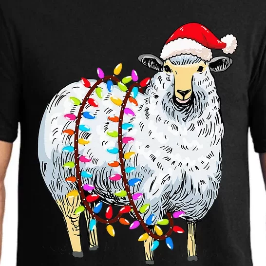 Festive Sheep with Christmas Lights Perfect Gift Pajama Set