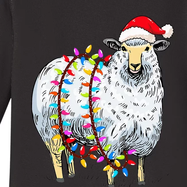 Festive Sheep with Christmas Lights Perfect Gift Baby Long Sleeve Bodysuit