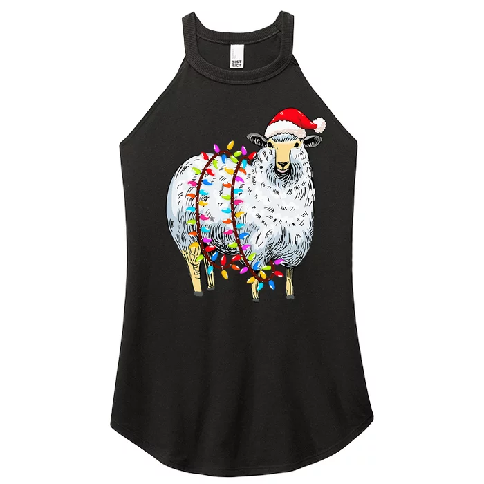 Festive Sheep with Christmas Lights Perfect Gift Women’s Perfect Tri Rocker Tank