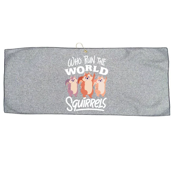 Funny Squirrels: Who Run The World Squirrel Whisperer Gift Large Microfiber Waffle Golf Towel