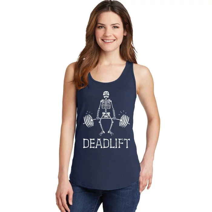 Funny Skeleton Weight Lifting Workout Ladies Essential Tank