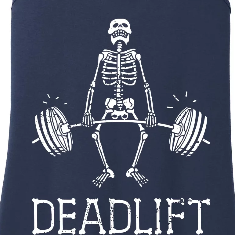 Funny Skeleton Weight Lifting Workout Ladies Essential Tank