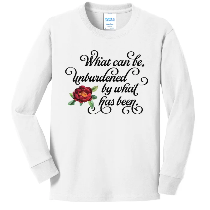 Floral Script What Can Be Unburdened By What Has Been Kids Long Sleeve Shirt