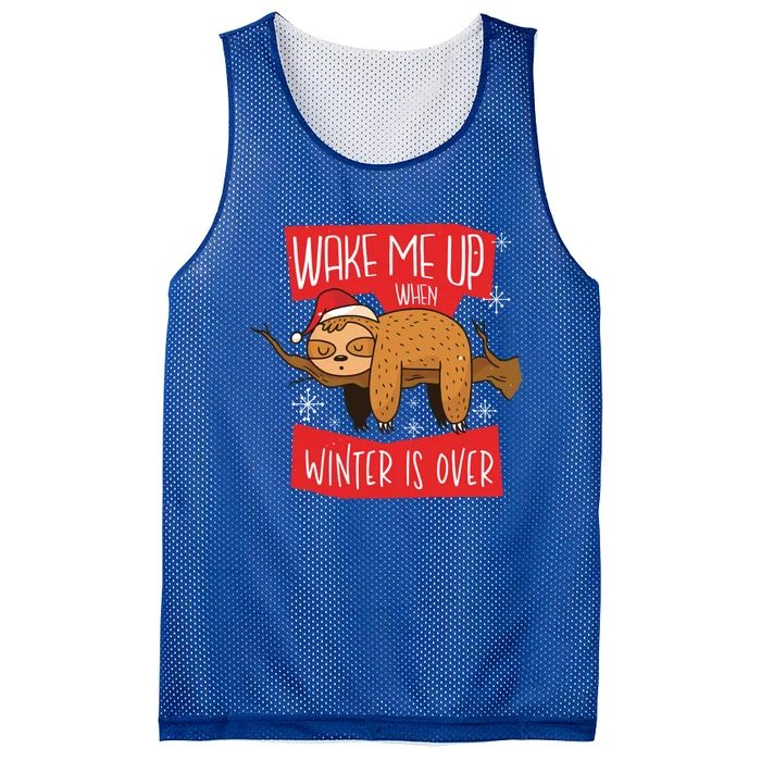 Funny Sloth Wake Me Up When Winter Is Over Christmas 2020 Gift Mesh Reversible Basketball Jersey Tank