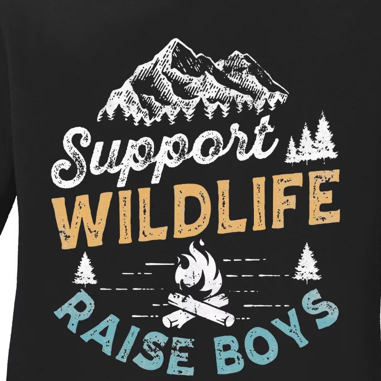 Funny Support Wildlife Raise Mom Dad Parents Ladies Long Sleeve Shirt