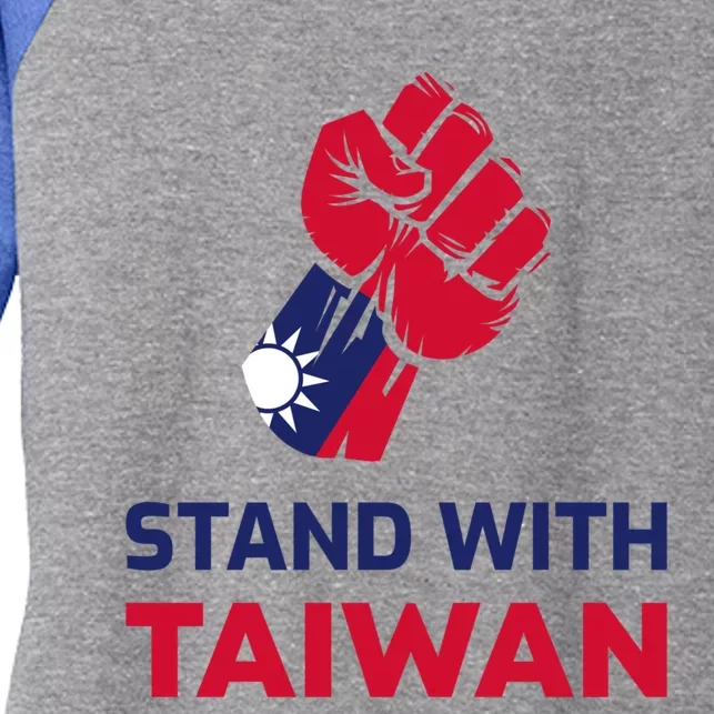 Fist Stand With Taiwan Gift Women's Tri-Blend 3/4-Sleeve Raglan Shirt