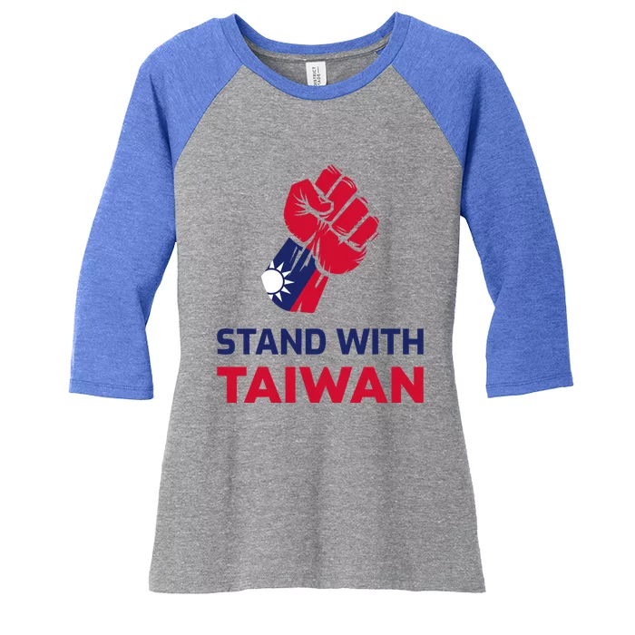 Fist Stand With Taiwan Gift Women's Tri-Blend 3/4-Sleeve Raglan Shirt