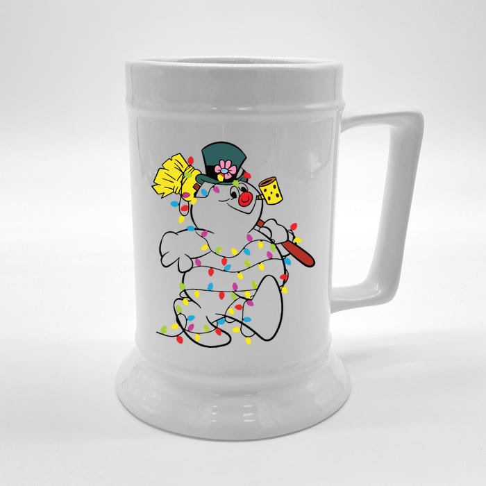 Funny Snowman Xmas Light Front & Back Beer Stein