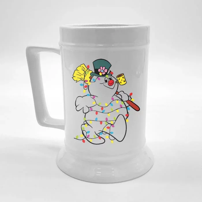 Funny Snowman Xmas Light Front & Back Beer Stein