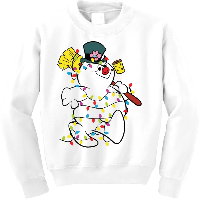 Funny Snowman Xmas Light Kids Sweatshirt