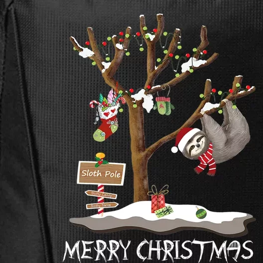 Funny Sloth Xmas Lights Merry Slothmas Sloth Christmas Funny Gift City Backpack