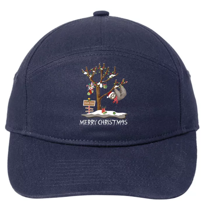 Funny Sloth Xmas Lights Merry Slothmas Sloth Christmas Funny Gift 7-Panel Snapback Hat