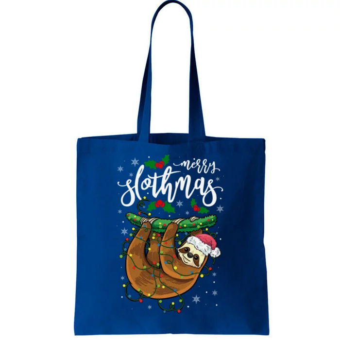 Funny Sloth Xmas Lights Merry Slothmas Sloth Christmas Great Gift Tote Bag