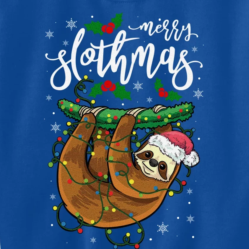 Funny Sloth Xmas Lights Merry Slothmas Sloth Christmas Great Gift Kids Sweatshirt