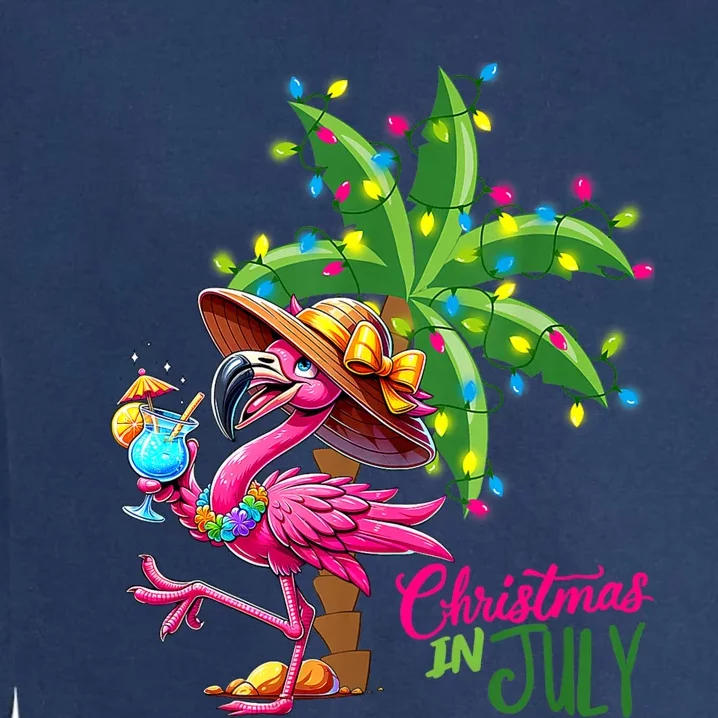 Flamingo Sunglasses Xmas Beach Tropical Christmas In July Garment-Dyed Sweatshirt