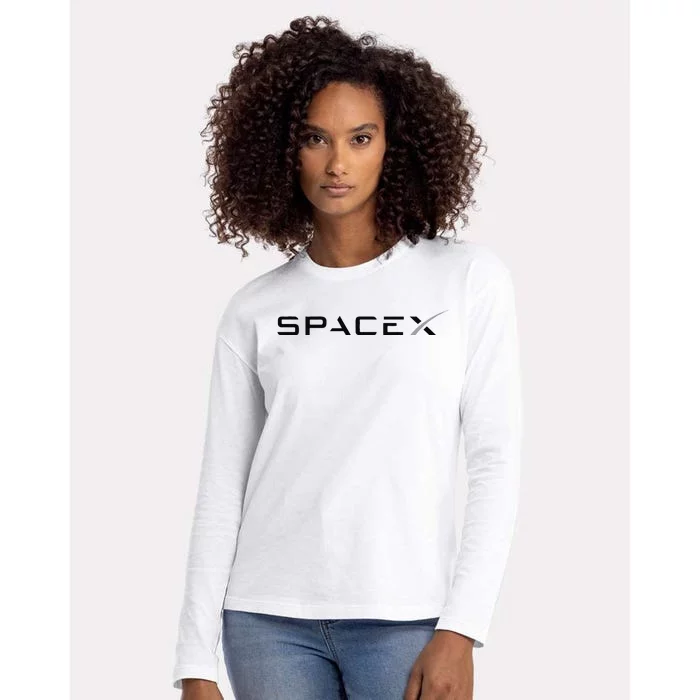 Funny Space X Logo Gift Womens Cotton Relaxed Long Sleeve T-Shirt