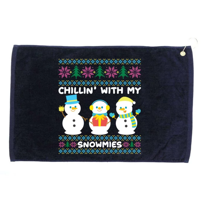 Funny Snow Xmas Design Chillin With My Snowmies Meaningful Gift Grommeted Golf Towel