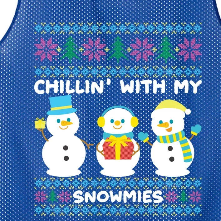 Funny Snow Xmas Design Chillin With My Snowmies Gift Mesh Reversible Basketball Jersey Tank