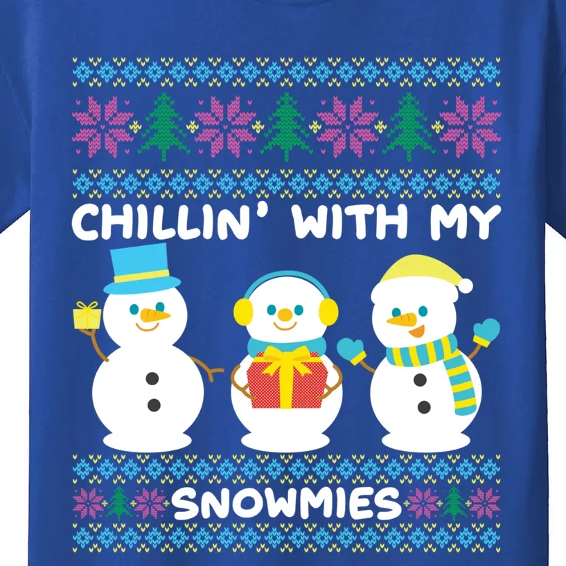 Funny Snow Xmas Design Chillin With My Snowmies Gift Kids T-Shirt