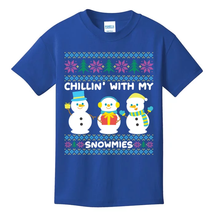 Funny Snow Xmas Design Chillin With My Snowmies Gift Kids T-Shirt