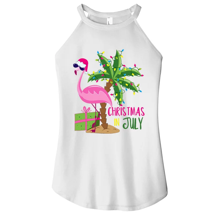 Flamingo Sunglasses Xmas Beach Tropical Christmas In July Women’s Perfect Tri Rocker Tank