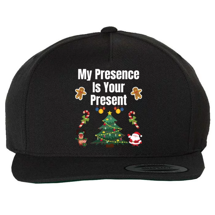 Funny Sarcastic Xmas Funny Merry Christmas Sarcastic My Presence Is Your Present Wool Snapback Cap