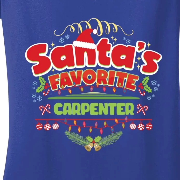 Funny Santa Xmas Gift Christmas Funny Gift For Carpenter Cool Gift Women's V-Neck T-Shirt