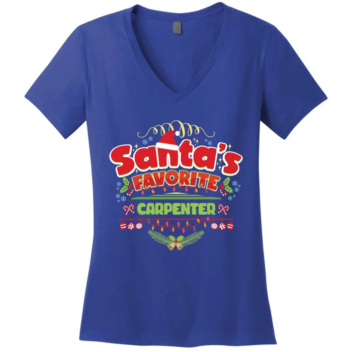 Funny Santa Xmas Gift Christmas Funny Gift For Carpenter Cool Gift Women's V-Neck T-Shirt