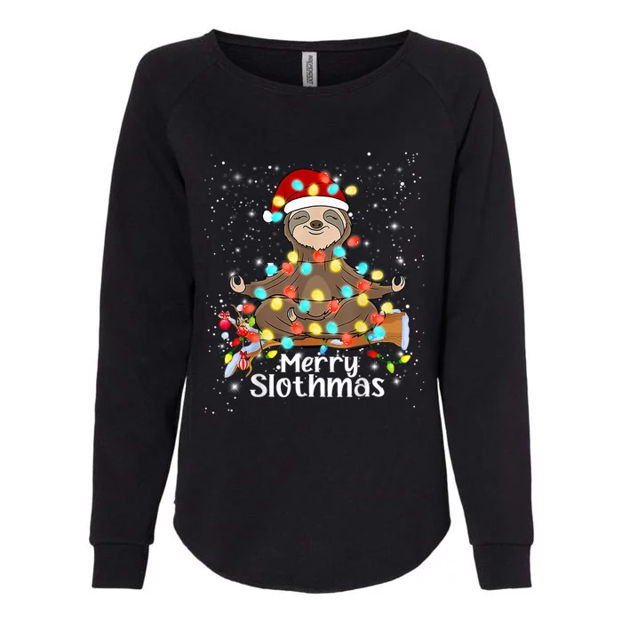 Funny Sloth Xmas Lights Merry Slothmas Sloth Christmas Funny Gift Womens California Wash Sweatshirt