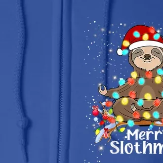 Funny Sloth Xmas Lights Merry Slothmas Sloth Christmas Funny Gift Full Zip Hoodie