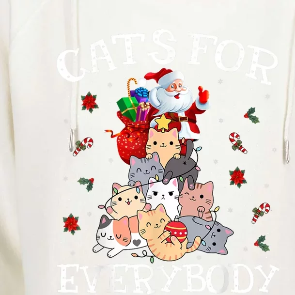 Funny Santa Xmas Pajama Cats For Everybody Christmas Catmas Great Gift Womens Funnel Neck Pullover Hood