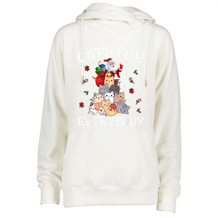 Funny Santa Xmas Pajama Cats For Everybody Christmas Catmas Great Gift Womens Funnel Neck Pullover Hood