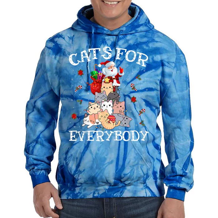 Funny Santa Xmas Pajama Cats For Everybody Christmas Catmas Great Gift Tie Dye Hoodie