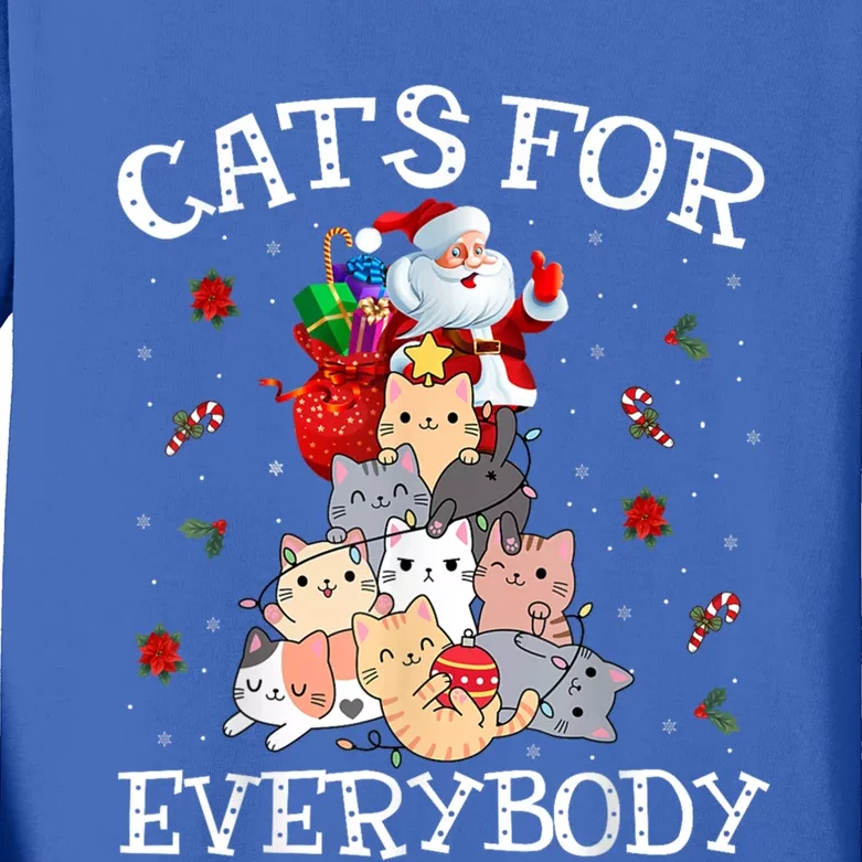 Funny Santa Xmas Pajama Cats For Everybody Christmas Catmas Great Gift Kids Long Sleeve Shirt