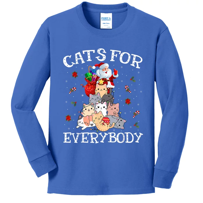 Funny Santa Xmas Pajama Cats For Everybody Christmas Catmas Great Gift Kids Long Sleeve Shirt