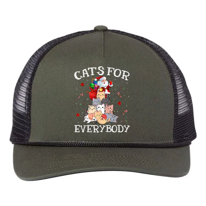 Funny Santa Xmas Pajama Cats For Everybody Christmas Catmas Great Gift Retro Rope Trucker Hat Cap