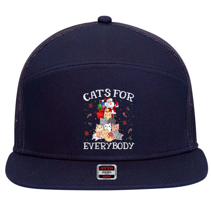 Funny Santa Xmas Pajama Cats For Everybody Christmas Catmas Great Gift 7 Panel Mesh Trucker Snapback Hat